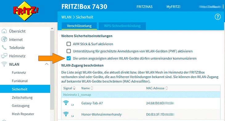 Fritzbox-Geräte dürfen kommunizieren