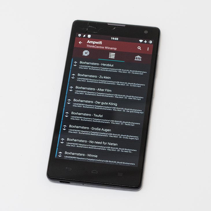 Kontrollieren vom Winamp mit Smartphone